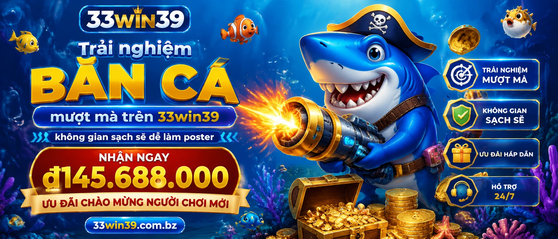 Giao diện game bắn cá 3D chủ đề đại dương