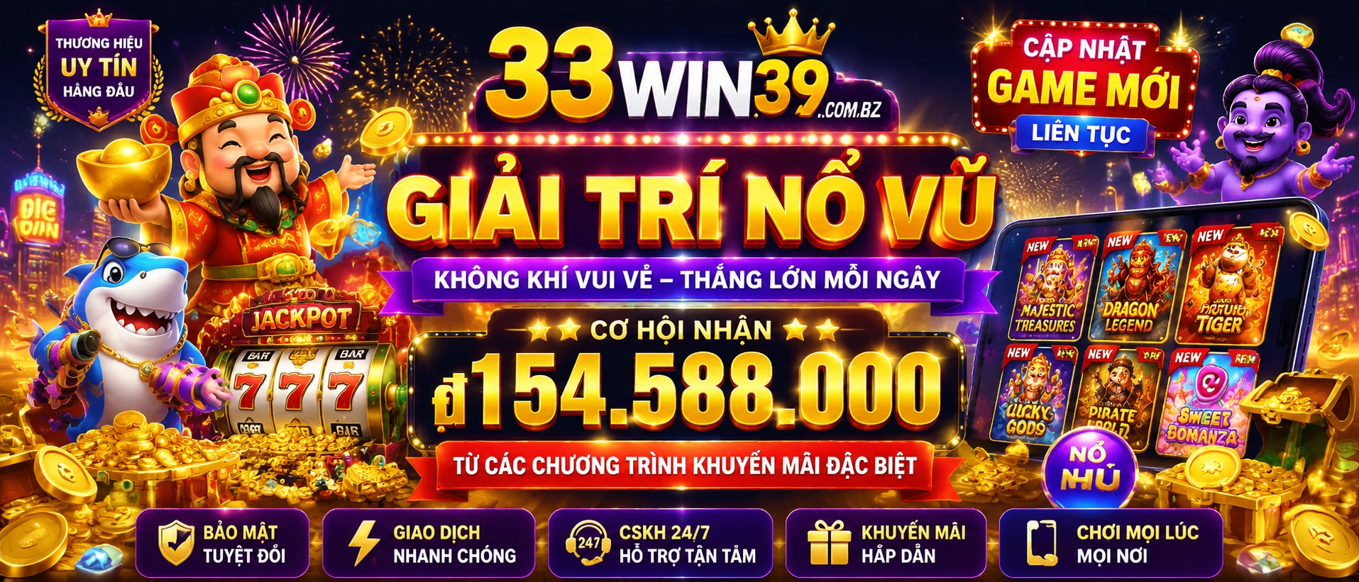 Danh mục game Nổ Hũ và slot game trên 33win39.com.bz