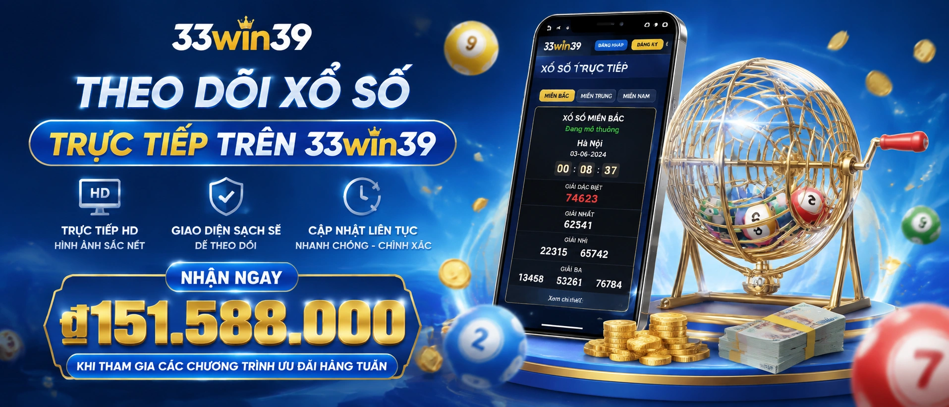 Xổ Số Miền Bắc Miền Nam Miền Trung trên 33win39